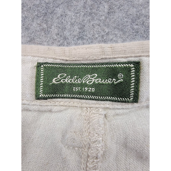 Eddie Bauer Pants Womens 10 Beige Brown Crop 100% Linen Casual Beach Vacation - Picture 8 of 16